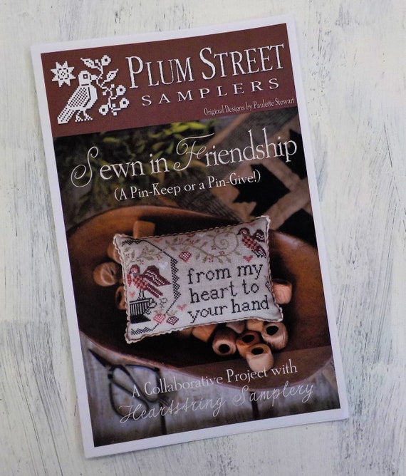 Sewn in Friendship (A Pin-Keep or a Pin-Give!) by Plum Street Samplers...cross stitch pattern, pincushion cross stitch