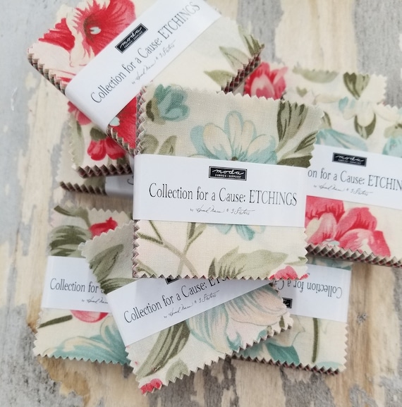 Etchings Mini Charm Pack, Collections for a Cause, by 3 Sisters and Howard Marcus for Moda Fabrics