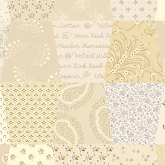 Stash Happy...R381622D cream...tumbler patchwork...Jeni Gaston...Marcus Fabrics
