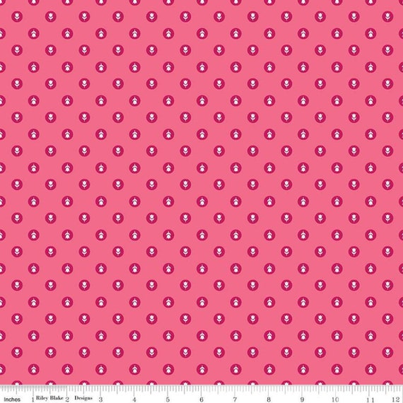 Tulip Cottage Flower Dots Hot Pink C14264-HOTPINK designed by Melissa Mortenson for Riley Blake Designs