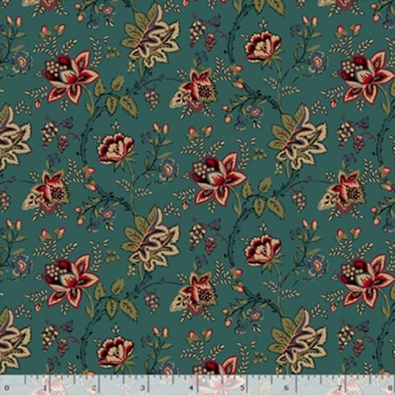 Elegant Estate...R331186D TEAL...Small Jacobean...Judie Rothermel...Marcus Fabrics