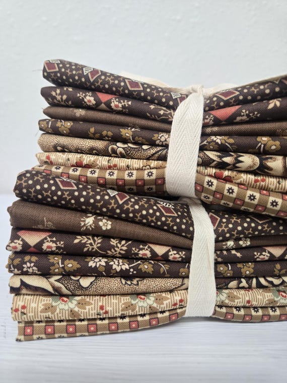 Miss Mollie 1850-1890...Dark Chocolate & Saddle FQ Bundle...Betsy Chutchian...Moda Fabrics...7 prints