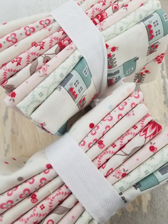 My Summer House Cream and Blush bundle designed by Bunny Hill Designs for Moda Fabrics, 8 fat quarters