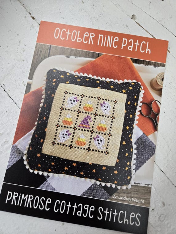 Nine Patch Series...October...Lindsey Weight for Primrose Cottage Stitches...cross stitch chart
