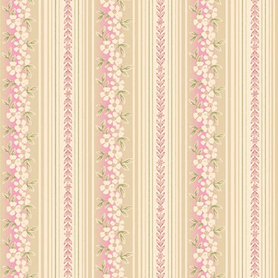 Beloved...1665221B...hampton stripe...rose natural...April Cornell...Benartex