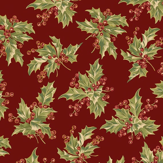 Christmas at Home...16716M-19 New Holly...Dark Red...April Cornell...Benartex