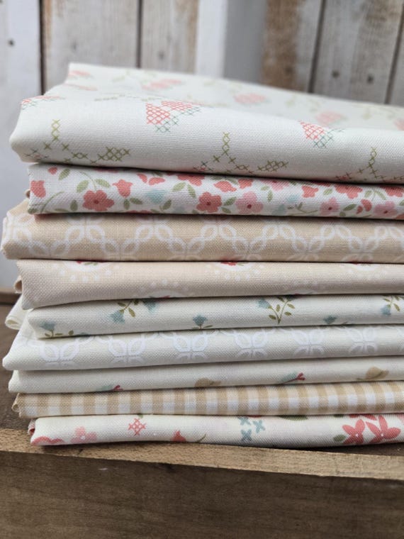 Sunbonnet...Porcelain and Almond HALF Yard bundle...Heather Briggs of My Sew Quilty Life...Moda Fabrics...9 prints