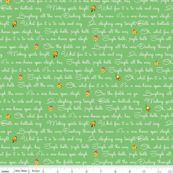 Jingle Bells...Lyrics Green C14832-GREEN...The Cottage Mama...Riley Blake Designs