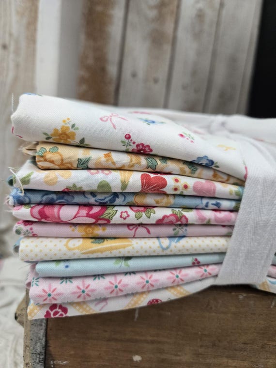 Rosy Cheeks...HALF Yard Bundle...Lori Woods...Poppie Cotton...10 prints