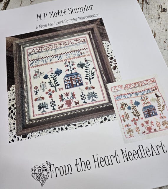 M P Motif Sampler...From the Heart--NeedleArt by Wendy...cross stitch pattern reproduction