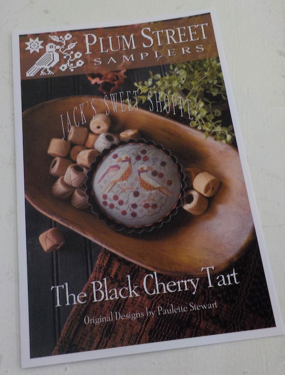 The Black Cherry Tart, Jack's Sweet Shoppe, by Plum Street Samplers...cross stitch pattern, autumn cross stitch