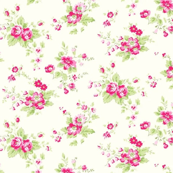 Picnic TW14 Cream by Tanya Whelan...cottage style print, floral