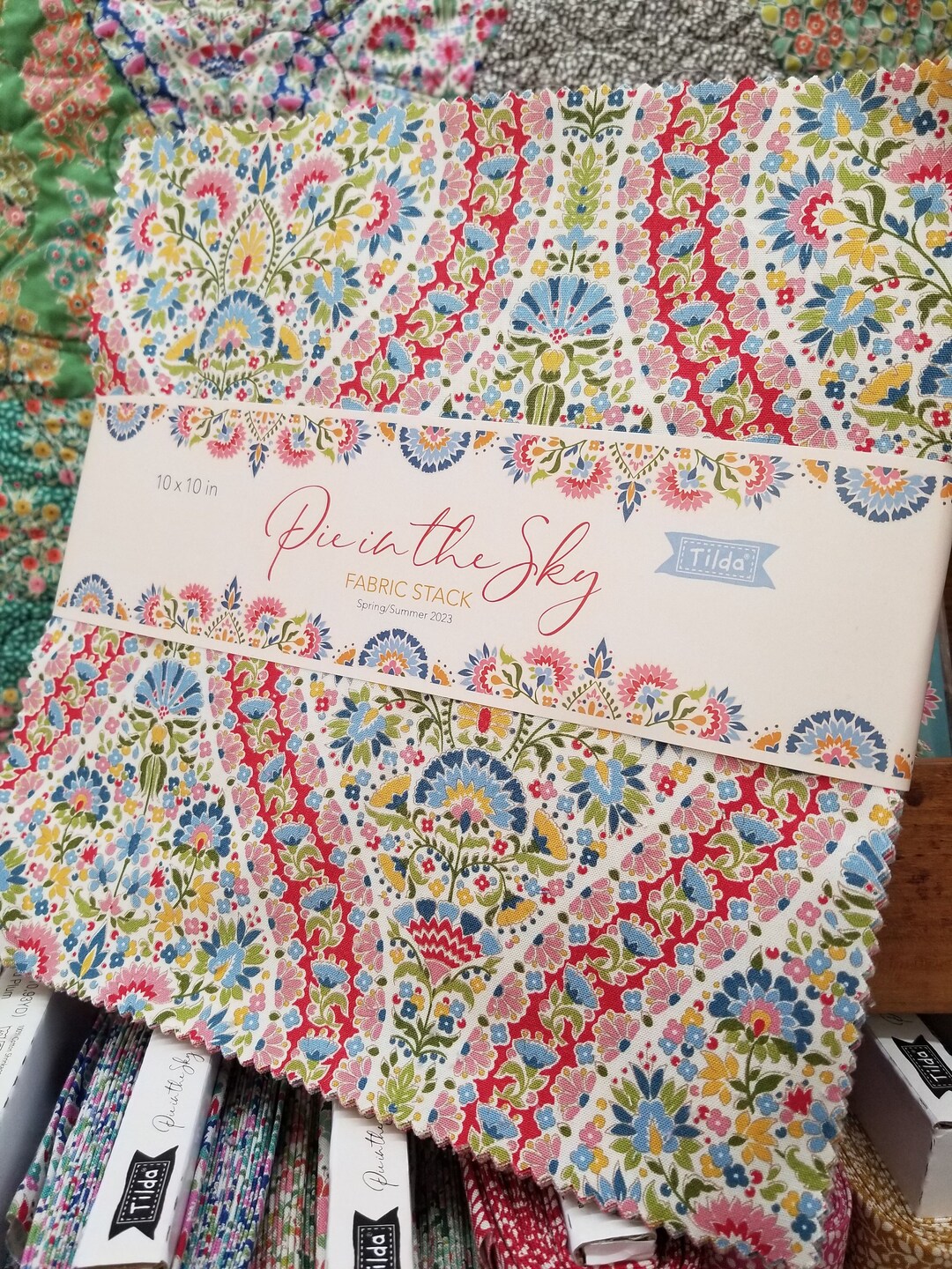 Pie in the Sky Fabric Stack...a Tilda Collection Designed by Tone Finnanger...10 Inch Squares Etsy