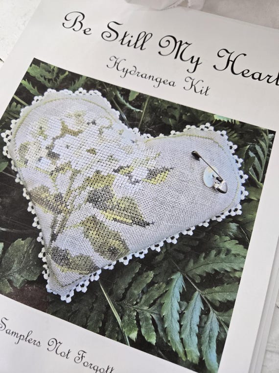 Be Still My Heart...Hydrangea...Samplers Not forgotten...cross stitch kit...heart