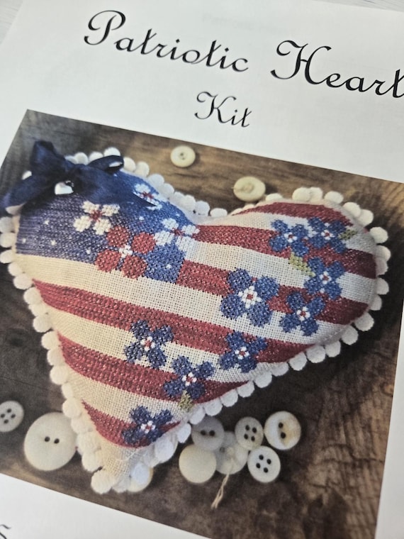 Patriotic Heart...Samplers Not forgotten...cross stitch kit...Americana