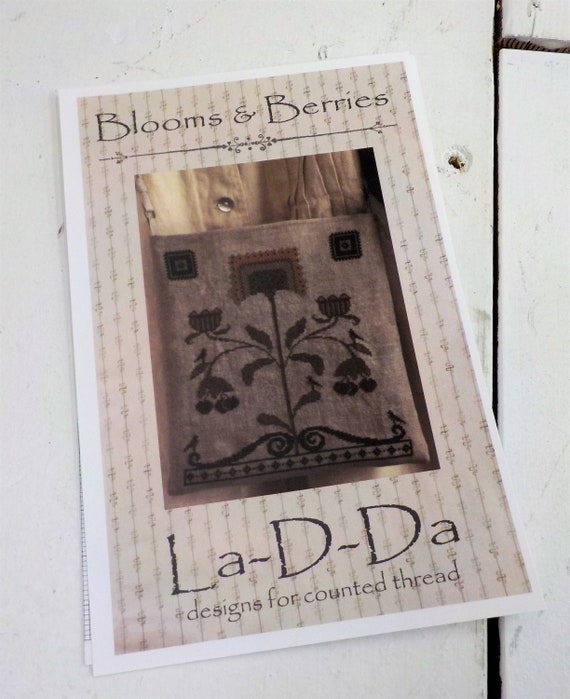 Blooms & Berries by La-D-Da...cross stitch pattern, cross stitch bag