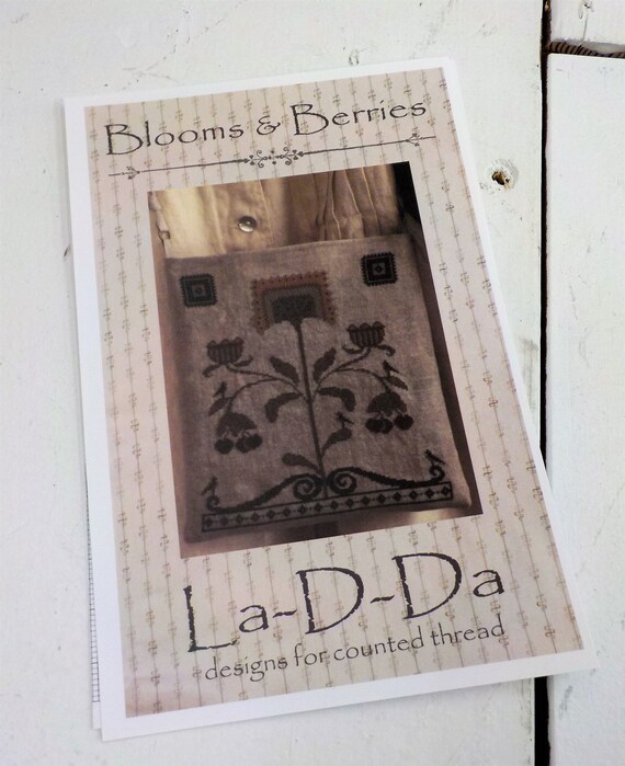 Blooms & Berries by La-D-Da...cross stitch pattern, cross stitch bag