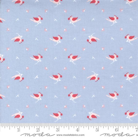 Hollyhocks & Roses...Sky 3053-13...Bunny Hill Designs...Moda Fabrics