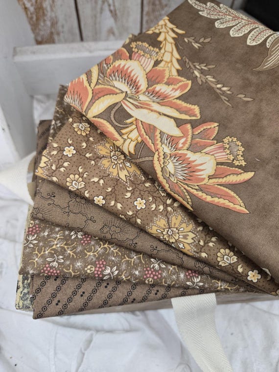 Wild Orchid...Brown FQ Bundle...Blackbird Designs...Moda Fabrics...5 prints