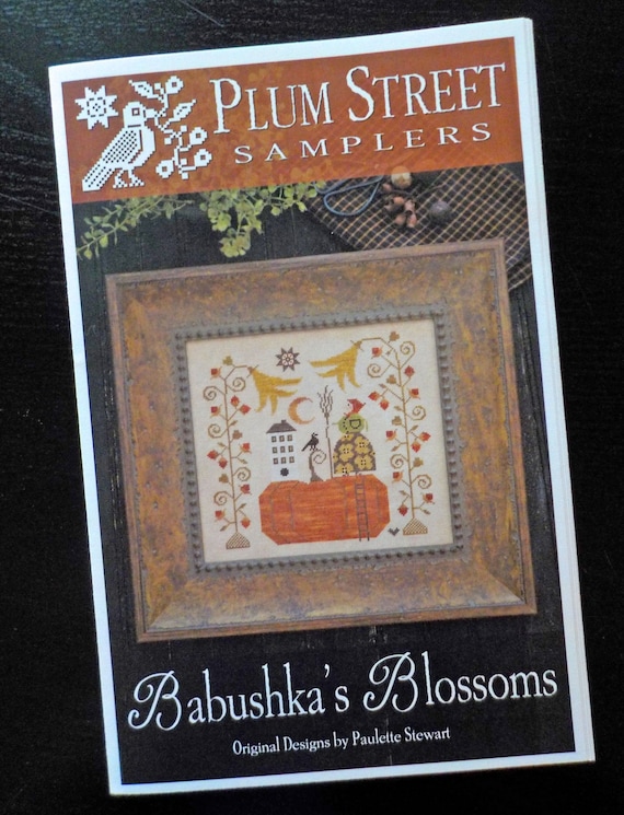 Babushka's Blossoms by Plum Street Samplers...cross stitch pattern, Halloween cross stitch, autumn cross stitch