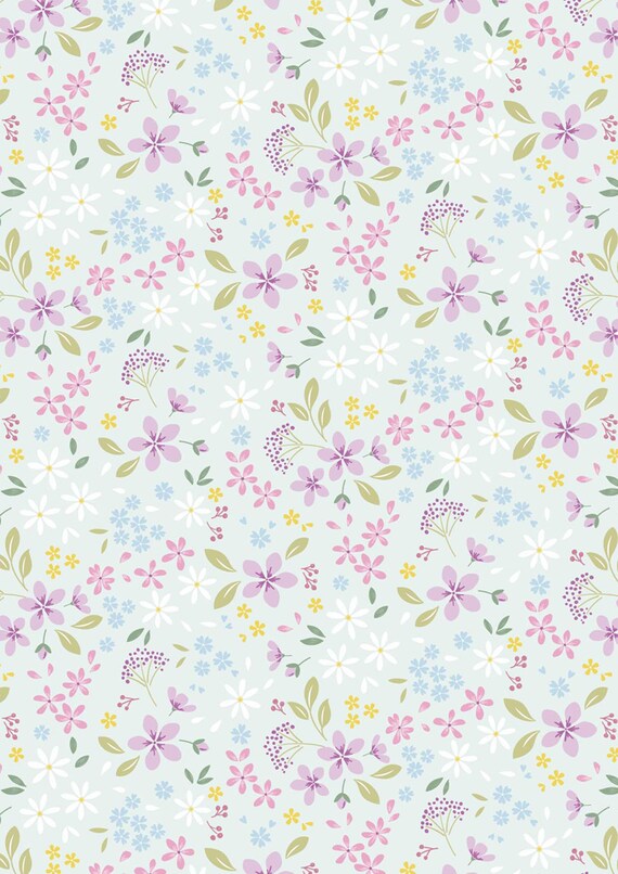 Pressed Flower Collection...Floral Ode...Light Teal...CC52.2...Cassandra Connolly...Lewis & Irene