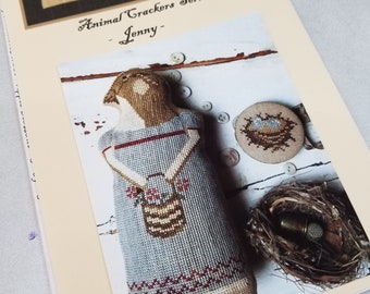 Jenny...Animal Crackers Series...Stacy Nash Primitives...cross stitch chart