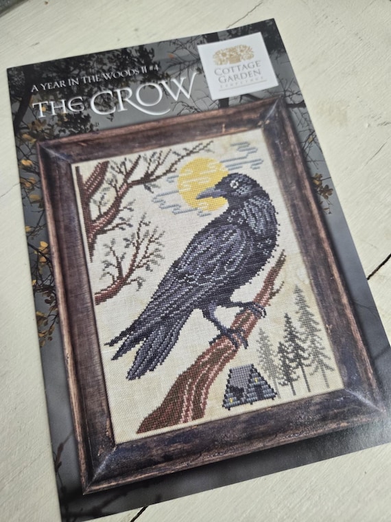 The Crow...A Year in the Woods #4...Cottage Garden Samplings...cross stitch chart...Halloween