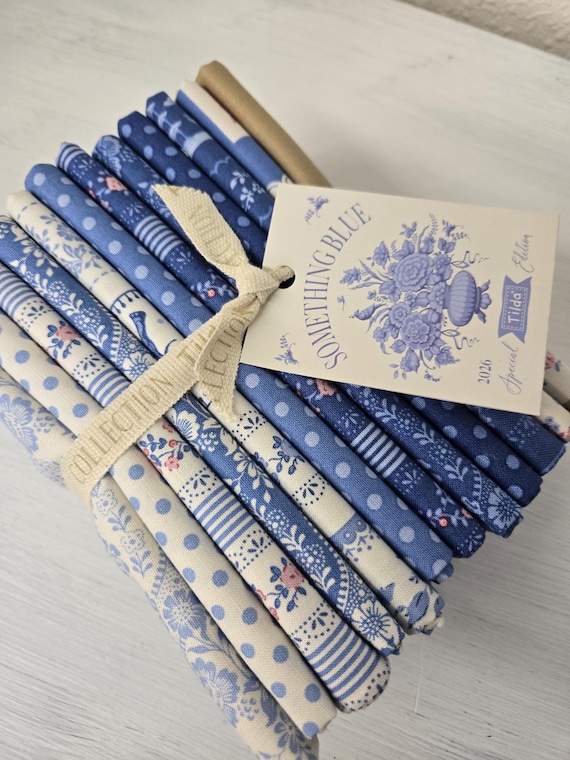 Something Blue...Labels, Borders FQ bundle....a Tilda collection...Tone Finnanger...12 prints