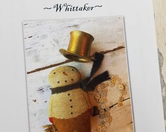 Whittaker, Animal Crackers Series by Stacy Nash Primitives...cross stitch chart, snowman cross stitch