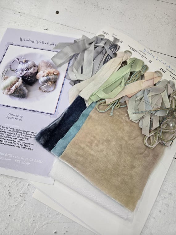 Wintery Velvet Acorns...MJ Hiney...the Ribbon Muse...complete kit with instructions