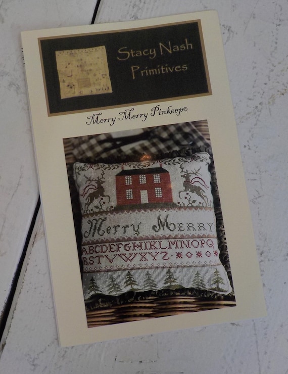 Merry Merry Pinkeep by Stacy Nash Primitives...cross stitch pattern, Christmas cross stitch