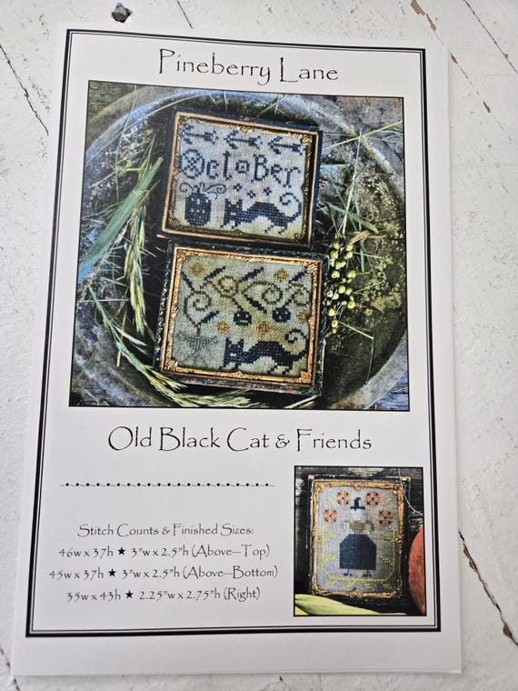 Old Black Cat & Friends...Pineberry Lane...cross stitch chart...Halloween