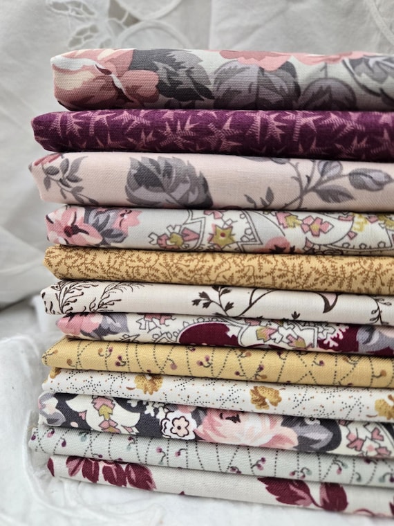 Rose Gold...HALF yard bundle...rose florals...gold sparkle...laundry basket...12 prints