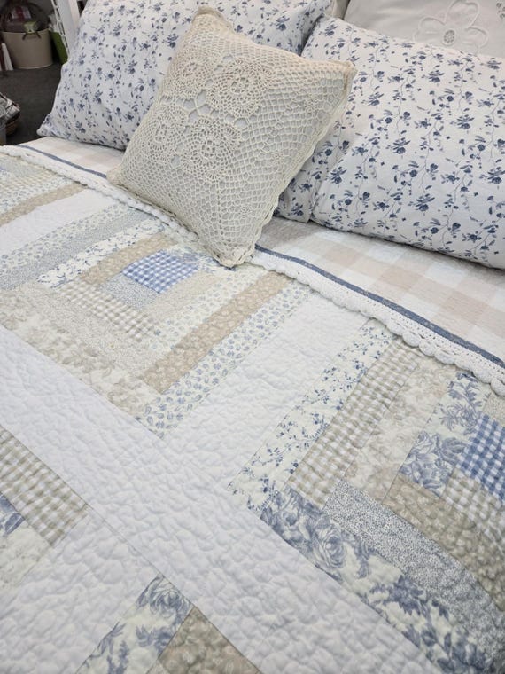 Cozy Cottage Quilt Kit...featuring Trendy Toile & Gingham Weaves...an exclusive kit...designed by Mickey Zimmer/Sweetwater Cotton Shoppe