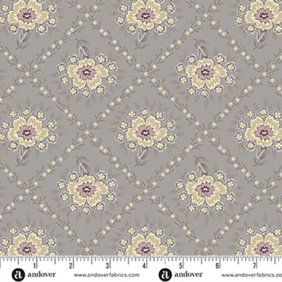 Wildflower Cottage...A-1591-C...Dove...Trellis...Renee Nanneman...Andover Fabrics
