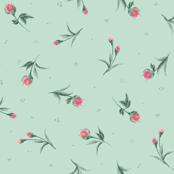 Garden Picnic...Buds...Green...MAS10772-G...Maywood Studio