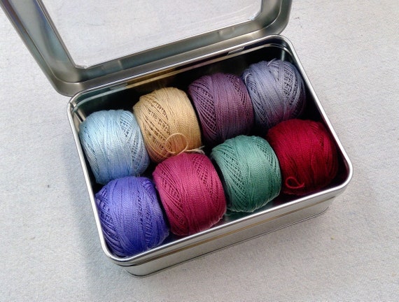 Tilda's Old Rose-Inspired thread box...featuring 8 DMC perle cotton balls...no 8