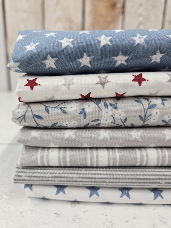 Old Glory...HALF Yard Bundle...Lella Boutique...Moda Fabrics...patriotic, Americana...7 prints