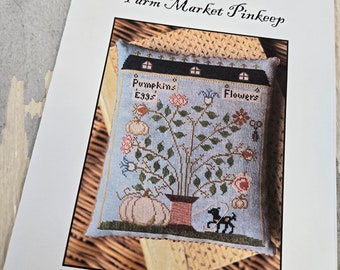 Farm Market Pinkeep by Stacy Nash Primitives...cross stitch pattern, Autumn chart