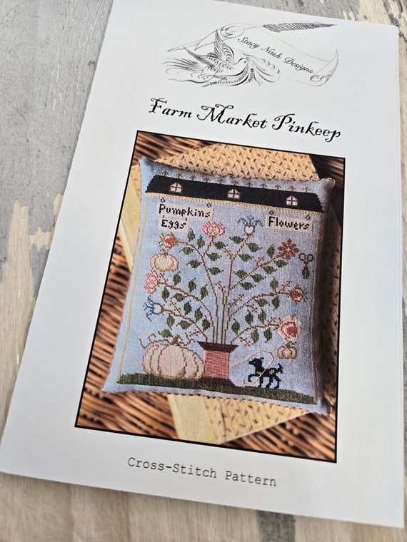 Farm Market Pinkeep by Stacy Nash Primitives...cross stitch pattern, Autumn chart