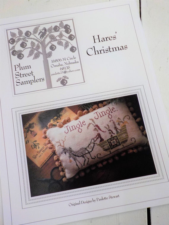 Hares' Christmas by Plum Street Samplers...cross stitch pattern, Christmas cross stitch, winter cross stitch