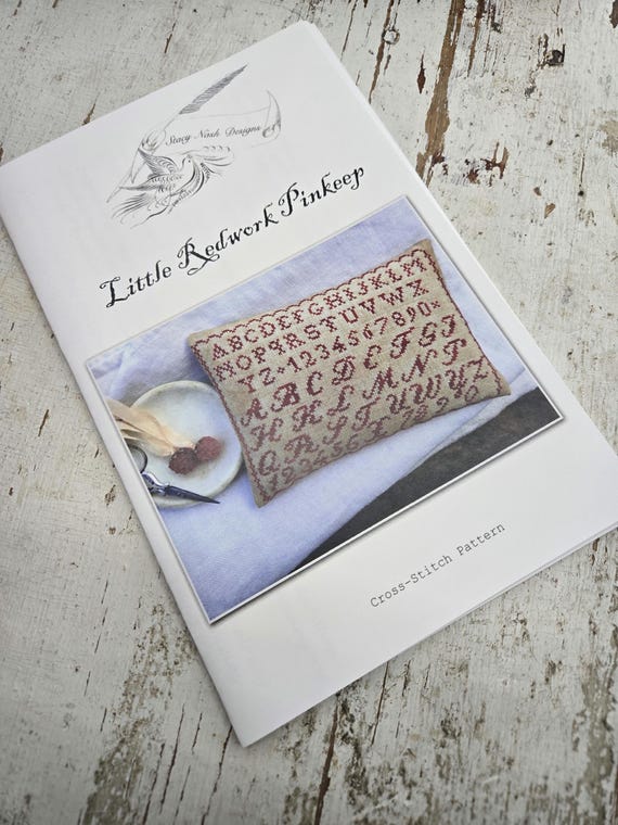 Little Redwork Pinkeep by Stacy Nash Primitives...cross stitch pattern