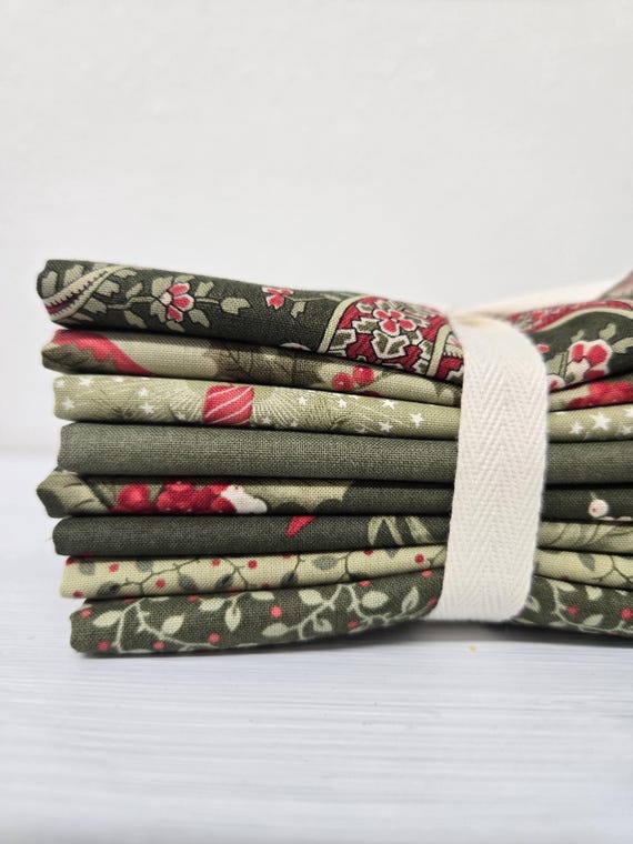 Candlelight Christmas...Green FQ Bundle...3 Sisters...Moda Fabrics...8 prints
