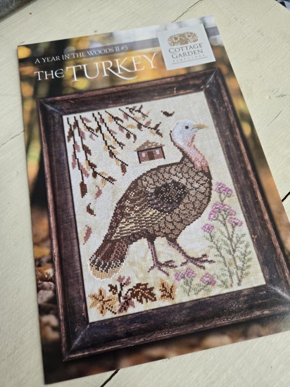 The Turkey...A Year in the Woods #5...Cottage Garden Samplings...cross stitch chart...Thanksgiving