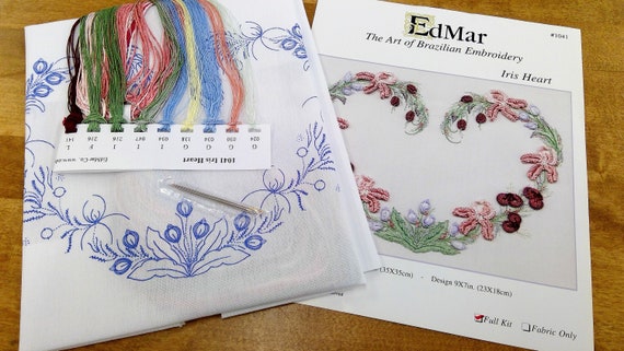 Iris Heart...EdMar 1041 project...Brazilian embroidery kit...diy embroidery kit