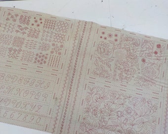 Jardin de Fleurs Broderie Linen Sampler...French General...Moda Fabrics...Rouge