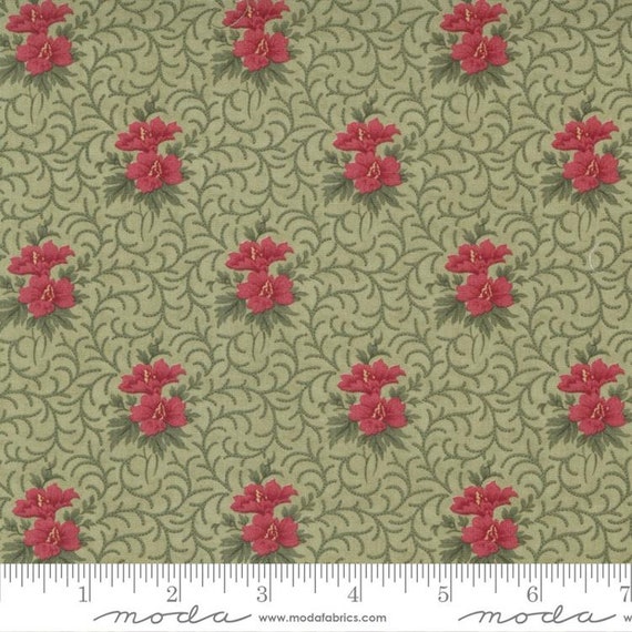 Poinsettia Plaza Sage 44295 13 by 3 Sisters for Moda Fabrics