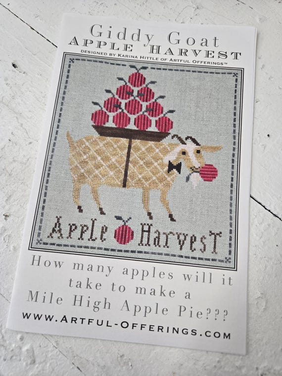 Giddy Goat Apple Harvest...Artful Offerings...cross stitch chart...autumn...apple harvest