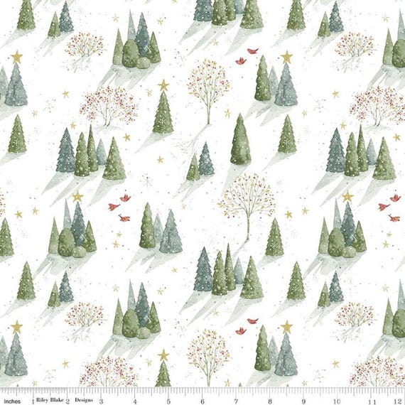 Magical Winterland...Trees Snow C14941-SNOW...Lisa Audit...Riley Blake Designs