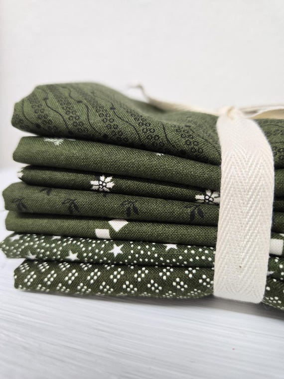 Joyful Gatherings II...FQ Green bundle...Primitive Gatherings...Moda Fabrics...7 prints